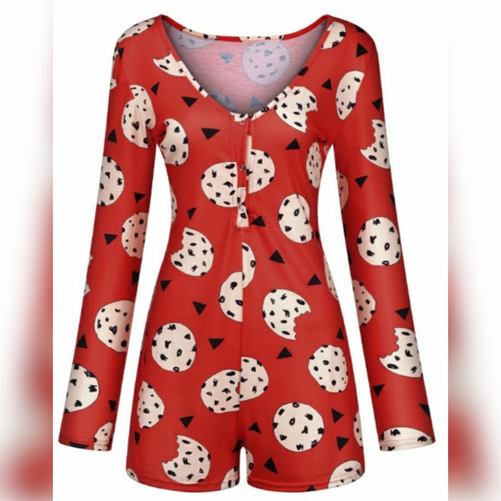 Long-sleeved Red Cookie Onesie
